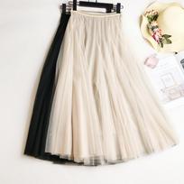 Madingi tiulio sijonai Moteriški Vasaros ir Žiemos Elastingi Aukšto Liemens sijonai Ilgas Tinklinis Sijonas Tutu Maxi Plisuotas sijonas One size smėlis
