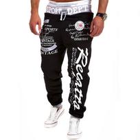 Vyriškos laisvalaikio kelnės su raidžių spauda 5XL black