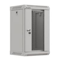 LANBERG Rack Cabinet 10 inch wall-mount 9U 300x300 with glass door grey flat pack