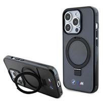 BMW BMHMP15LURSK iPhone 15 Pro 6.1" black hard case with Ring Stand, M Collection, MagSafe