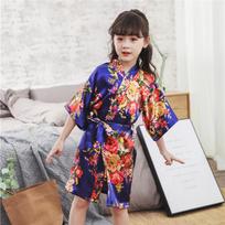 Vaikiškas chalatas Patogus ir elegantiškas temperamentas Vaikiškas bijūno kimono chalatas Naktiniai marškiniai Naktiniai marškiniai Chalatas Kūdikio podiumo chalatas 4 tamsiai mėlyna spalva