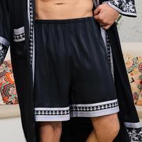 Vyriško baroko satino chalato ir šortų miegui komplektas M; single pants