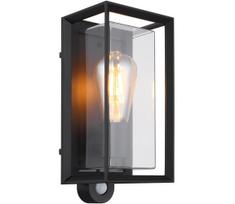 Globo 31982SS -Lauko sieninis šviestuvas su jutikliu LOGANA 1xE27/60W/230V IP44 juoda