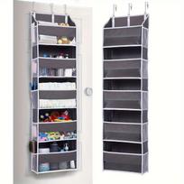 1pc Door Storage Bag, with 5 Large Pockets and 10 Mesh Side Pockets, Bearing 44 Pounds, Hanging Storage Bag with Transparent Window, Suitable 55.5x15x6.5inch pilka