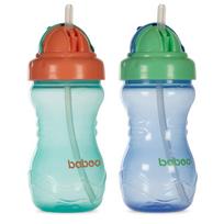 Baboo gertuvės su silikoniniu šiaudeliu, 360ml, 9+ mėn, 2 vnt