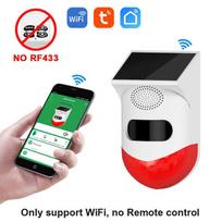 Tuya Smart WiFi Infrared Motion Detector Solar Outdoor Wireless Strobe Siren Detector Sound Alarm For Home Yard Outdoor Security