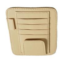 Car Sun Visor Organizer Leather Sunglasses Holder Bracket Multi-Pocket Card Storage Pouch Mount Stand Car Interior Parts smėlis