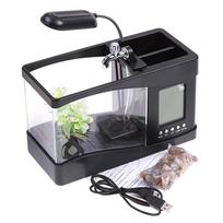 Juodas Mini Akvariumas Su USB Kūrybiškas Akvariumas juoda