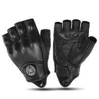 Vasarinės puspirštės motociklininko pirštinės Retro juodos odinės Motociklo lenktyninės pirštinės Motokroso Moto Biker Dviratininko pirštinės be pirštų M juoda