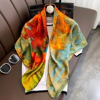 Elegantiškas 90 cm beržų miško šilko imitacijos šalikas - madingas damos stilius 90*90cm