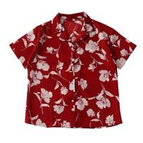Harajuku Style Printed Shirt for Women Summer Short-sleeved Cardigan Top Red Vintage Baggy Clothing Streetwear S raudona