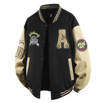 Varsity beisbolo siuvinėtas bomberis vyrams Hip Hop Harajuku patchwork gatvės stiliaus moterims unisex kolegijos paltai M juoda