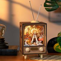 Carousel Gift Music Box, Classic Wooden Puzzle Model Kit, Musical Box with Light, Desktop