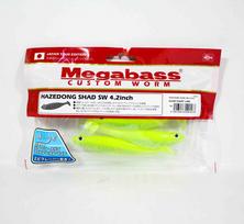 Megabass Minkštas masalas Hazedong Shad SW 4,2 colio Švytintis Chartreuse Žalias (1573 m)
