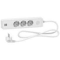 Ilgiklis Schneider, 3 lizdai, 1,5 m, baltas, + 2 USB; ST943U1W
