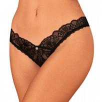Obsessive Donna Dream juodos nėriniuotos stringus atvira tarpkojo XS/S