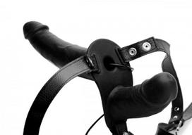 Dvigubas Strap On vibratorius XR Brands,juodas