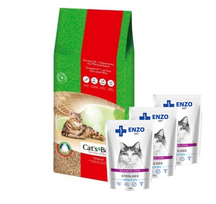 JRS Cat's Best Original kraikas 40l / 17,2kg + ENZO VET Sterilizuota dieta sterilizuotoms katėms su kalakutiena želė 3x100g