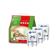JRS Cats Best Eko Plus 20l / 8,6kg + ENZO VET Renal su jautiena želė katėms 3x100g