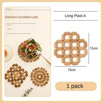 Bamboo Coaster Heat Insulation Pad Dining Plate Mat Table Mat Square Round Hollow Bowl Mat Table Decoration Kitchen Accessories