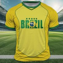 Brazilijos vėliavos spaudos marškinėliai vyrams Lauko sportui trumpomis rankovėmis marškinėliai Laisvalaikiai apvaliu kaklu Laisvi viršūnės Vasaros tendencijos vyriški drabužiai S