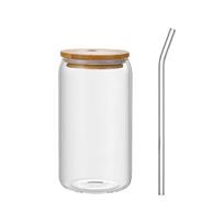 500 ml stikliniai puodeliai su dangteliais ir šiaudeliais Stiklinės stiklinės ledinei kavai, alui, arbatai 401-500ml