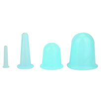 4pcs Vaccum Facial Massager Cupping Cup Face Lifting Firming Care Therapy Treatment (Green) žalia