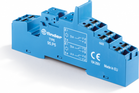 Screwless terminal socket   Mounting method: DIN rail (top hat rail) 35 mm   (A): 10   Protection Category: IP 20   Accessories: Coil indication and EMC suppression modules;Jumper link;Plastic retaining clip 9555SMA | 8012823310770