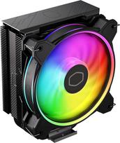 "Cooler Master Hyper 212 Halo" CPU oro aušintuvas - juodo aliuminio apdaila, 4 ištisiniai tiesioginio kontakto šiluminiai vamzdeliai su plunksnomis, "MF120 Halo2" ventiliatorius, LGA1700 ir AM5 aušintuvas, ARGB aptikimas