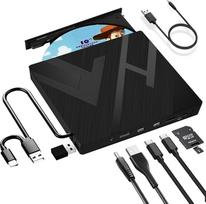"JBonest" išorinis CD DVD diskas USB 3.0 C tipo, išorinis su SD/TF kortelių skaitytuvu, nešiojamasis RW įrašymo įrenginys, greitas duomenų perdavimas nešiojamiesiems kompiuteriams, staliniams kompiuteriams, "MacBook", "Win11/10/8/7/XP", "Linux", "Mac OS",