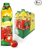 "Pfanner" pomidorų sultys (8 x 1 l) - vaisių sultys, smulkiai išgrynintos, vaisių skonio, pikantiškos, 100 % natūralių ingredientų - 99 % pomidorų sulčių - laikymo pakuotėje