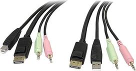 "StarTech. com DP4 N1USB6" - "USB DisplayPort KVM" kabelis - 1,8 M "4-in-1" USB "DisplayPort" KVM perjungimo kabelis su garsu ir mikrofonu