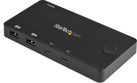 "StarTech.com" 2 prievadų USB-C KVM jungiklis (4K 60 Hz HDMI, 3840 x 2160, kompaktiškas dviejų prievadų UHD mini KVM jungiklis su USB-C kabeliu)