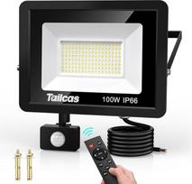 "Tailcas" LED prožektorius su judesio jutikliu lauke 100 W, 6500 K šaltai baltos šviesos diodų prožektorius lauke, itin ryškus 9000 LM lauko prožektorius, IP66 vandeniui atsparus lauko šviestuvas su nuotolinio valdymo pulteliu