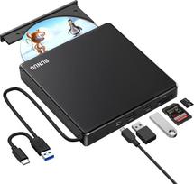 BUNUD Išorinis CD DVD diskas USB 3.0 Type-C su 2 USB ir SD/TF CD DVD įrenginiais Išorinis RW įrašymo DVD diskas Išorinis kompiuterio nešiojamasis kompiuteris "Windows 11/10 Mac MacBook Apple iMac