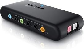 Csl-Usb 7.1 garso kortelė Išorinė (8 kanalų)/7.1 kanalo USB garso dėžutė / Dinaminis 3D erdvinis garsas iki 8 garsiakalbių / vienalaikis įrašymas ir atkūrimas / analoginiai ir skaitmeniniai įrenginiai; spalva: juoda