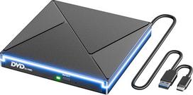 Išorinis CD DVD įrenginys su RGB, USB 3.0 ir USB-C CD/DVD išorinis įrenginys, CD DVD +/-RW ROM įrašymo įrenginys, skirtas nešiojamiesiems kompiuteriams, kompiuteriams, staliniams kompiuteriams, MacBook, iMac, Windows 11/10/8/7/XP/Linux/MacOS