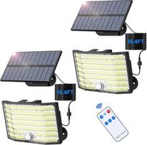 Lauko saulės žibintai, 226 LED saulės žibintai lauke su judesio jutikliu, 3 režimai, saulės prožektorius IP65, atsparus vandeniui, 180° apšvietimo kampas, saulės sieninis apšvietimas sodo garažui su 5 m kabeliu, 2 vnt.