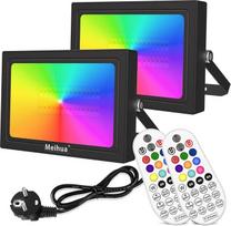 MEIHUA 35 W RGB LED prožektorius su nuotolinio valdymo pulteliu Lauko prožektorius IP66 atsparus vandeniui, keičiantis spalvas, apšviečiantis 12 spalvų, daugiafunkcinis su laikmačiu, skirtas medžiui, sodui, didžėjui, namų šventei, Kalėdoms