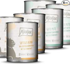 MjAMjAM - Aukščiausios kokybės drėgnas ėdalas katėms - Monopaket I su vištiena ir kalakutiena, 6 pakuotės (6 x 800 g), be grūdų, su papildoma mėsa