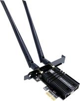 SYONCON WiFi 6E AXE5400 PCIe WLAN kortelė kompiuteriui "Intel AX210" mikroschemų rinkinys su "Bluetooth 5.3" PCI Express tinklo kortelė Trijų dažnių (6 GHz/5 GHz/2,4 GHz) iki 5374Mbit/s, tinkanti "Windows 10/11" (juoda)
