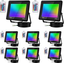 Tubiaz 8 RGB prožektoriai, 50 W, spalvas keičiantys LED prožektoriai lauke su nuotolinio valdymo pulteliu, RGB LED prožektoriai, 16 spalvų, 4 režimai su atminties funkcija, IP66 atsparūs vandeniui, skirti sodams, kiemams (ne)
