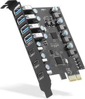 USB C PCIE kortelė 7 prievadai (3 x USB C, 4 x USB A), USB 3.0 5Gb/s PCI Express USB kortelė staliniam kompiuteriui Palaiko Windows 10/8/7/XP ir Mac OS 10.8.2 Above