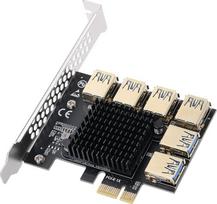 YBBOTT PCI-E 1-6 PCI Express Riser Card, PCIE 1X to 16X PCIE Splitter USB 3.0 Expansion GPU Riser/PCI-E USB3.0 Multiplier Adapter Card for Bitcoin ETH Mining