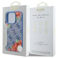 GUESS case for IPHONE 16 Pro compatible with MagSafe GUHMP16LP4ROPEMCB (4G Flowers Print) in blue
