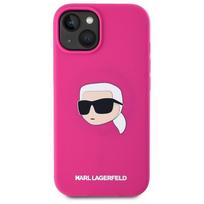 KARL LAGERFELD case for IPHONE 15 compatible with MagSafe KLHMP15SSKHPPLF (SIL KL Head Print) fuchsia