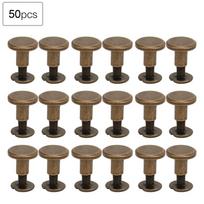 50 rinkinių 8 mm gryno vario plokščiagalvių kniedžių odiniams dirželiams, varžtų rinkinys užrašų knygutei įrišti, bronziniai