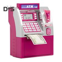 Vaikiška bankomatas-taupyklė su kortele, elektroninė grynųjų pinigų ir monetų taupyklė, edukacinis automatinis slaptažodžio bankomatas, dovana mažiems vaikams, berniukams ir mergaitėms rožinė