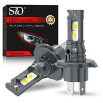 2 vnt. 9003 H4 LED priekiniai tolimųjų ir artimųjų šviesų „Canbus“ priekiniai žibintai be ventiliatoriaus, skirti automobilio motociklui 12 V itin ryškūs automobilių priekiniai žibintai Plug&Play 6000K balta
