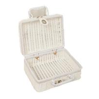 Woven Picnic Box Plastic Rattan Odorless Retro Woven Storage Box with Ring Shaped Handle for Large balta